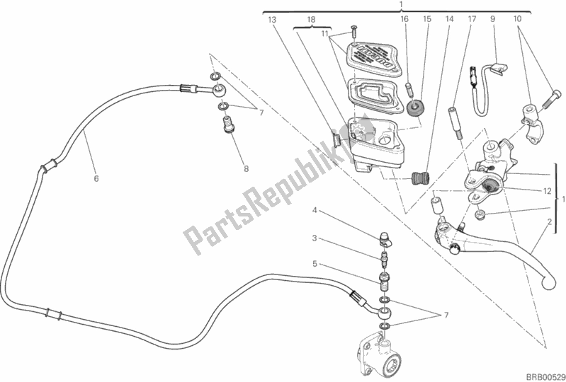 Toutes les pièces pour le Maître-cylindre D'embrayage du Ducati Diavel Xdiavel S USA 1260 2019